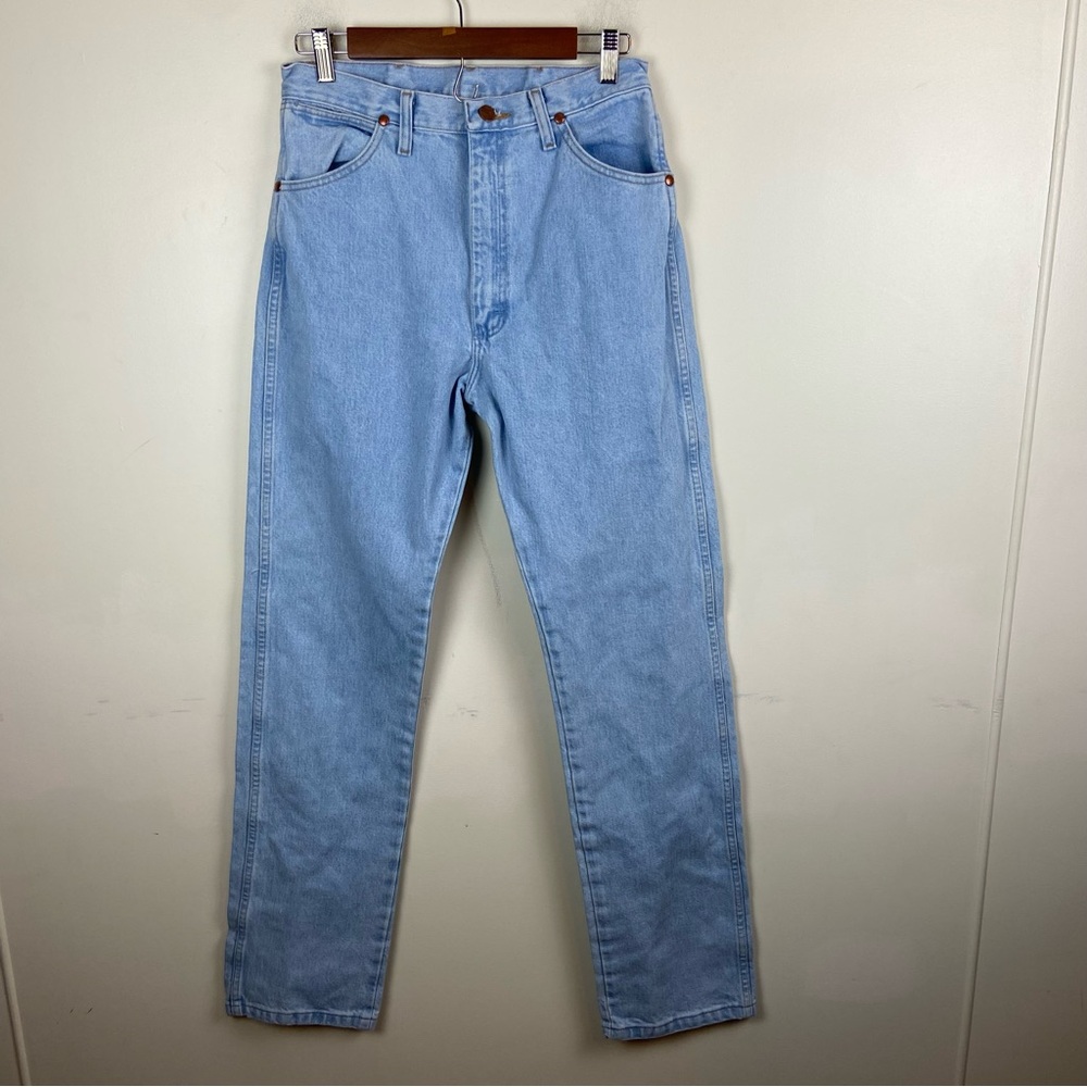 Wrangler Rigid Denim Light Wash High Rise Straight Leg‎ Jeans Cowgirl 11 x 34